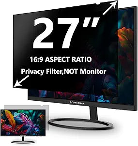 27 Inches Privacy Screen Filter for Computer 16:9 Widescreen Monitor | Privacy Shield | Anti Glare & Blue Light Filter | Eye Protection | Anti Spy | Anti-Scratch Protector Film
