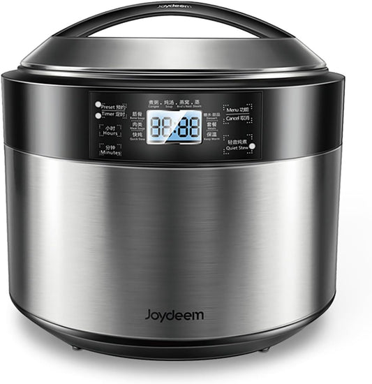 Joydeem Electric Stew Pot, 8.5Qt Stainless Steel Inner Pot with 5 Ceramic Liners (3.5L + 4 × 0.45L), Dual Cooking Modes, Brushed Stainless-Steel Exterior, For Soup, Congee & Bird’s Nest, DDG-B350