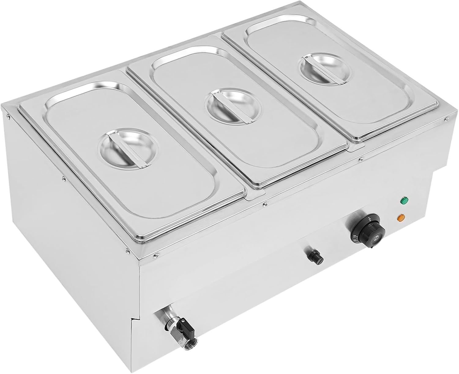 3-Pan Countertop Food Warmer Electric Steam Table for Buffet Commercial Stainless Steel Buffet Warmer Steam with 3 Stainless Steel Covers 110V 850W 7L Large Capacity