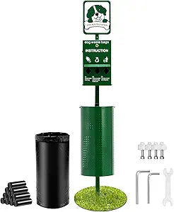 VEVOR Pet Waste Bin, 11.5 Gallon Dog Poop Station with 50 Liners & 600 Bags, Outdoor Dog Waste Disposal System