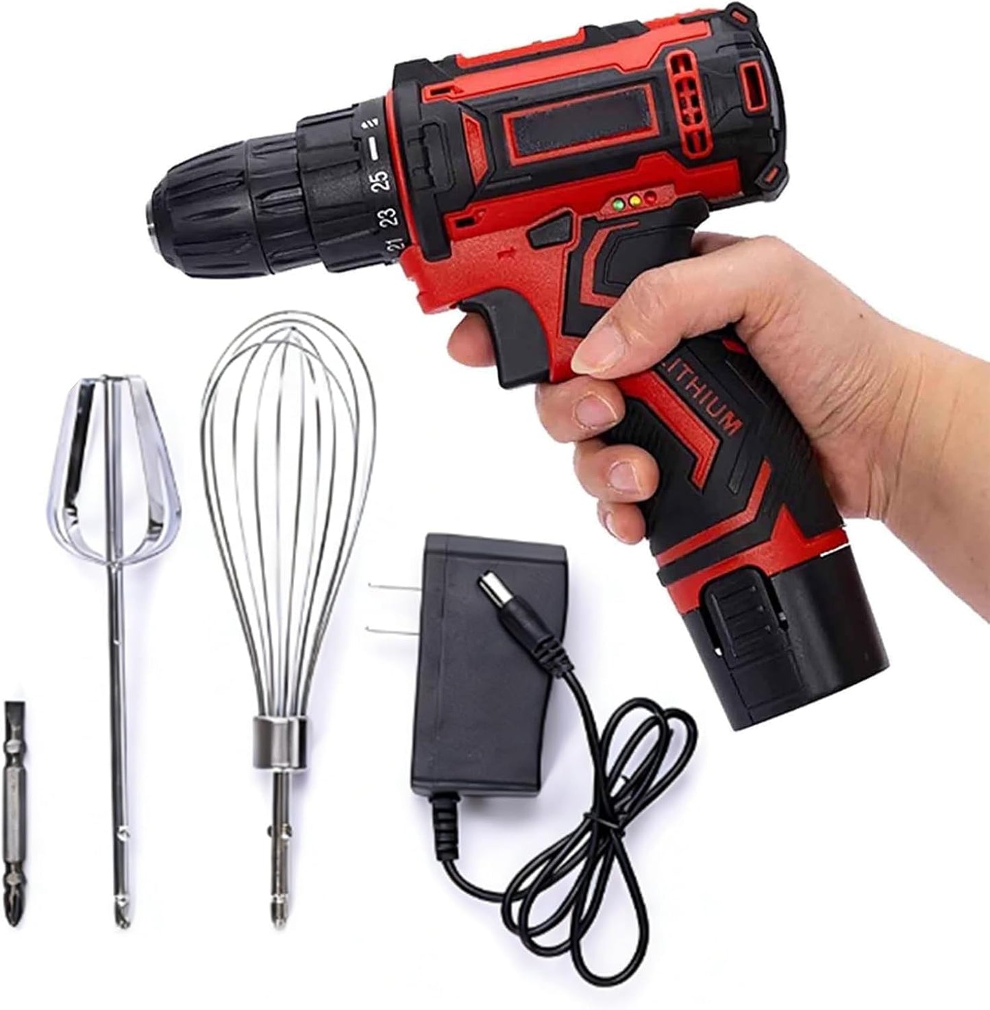 iDili Ceramic Glaze Mixer Electric Handheld Stirrer with Dual Speed, LED Display, Stainless Steel Drill Head and Cooling Ventilation for Pottery Slurry Mixing