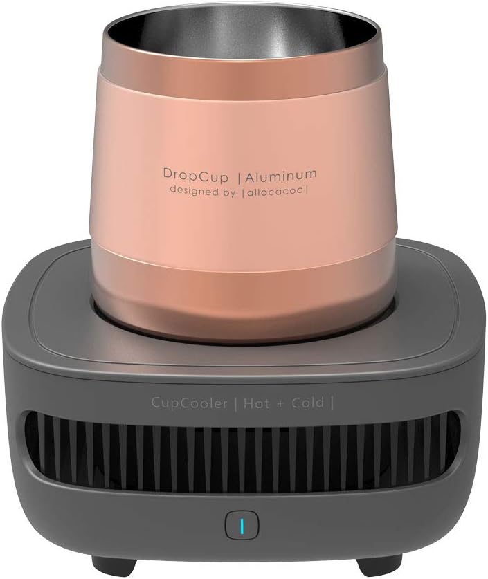 Allocacoc Cup Cooler, Instant Cold Panel Keep Your Cold Drink Cool, Beverage Cooling Device, Electric Ice Bucket, Wine Drink Desert Ice Cream Chiller, Aluminum Cup, Savor The Flavor Grey