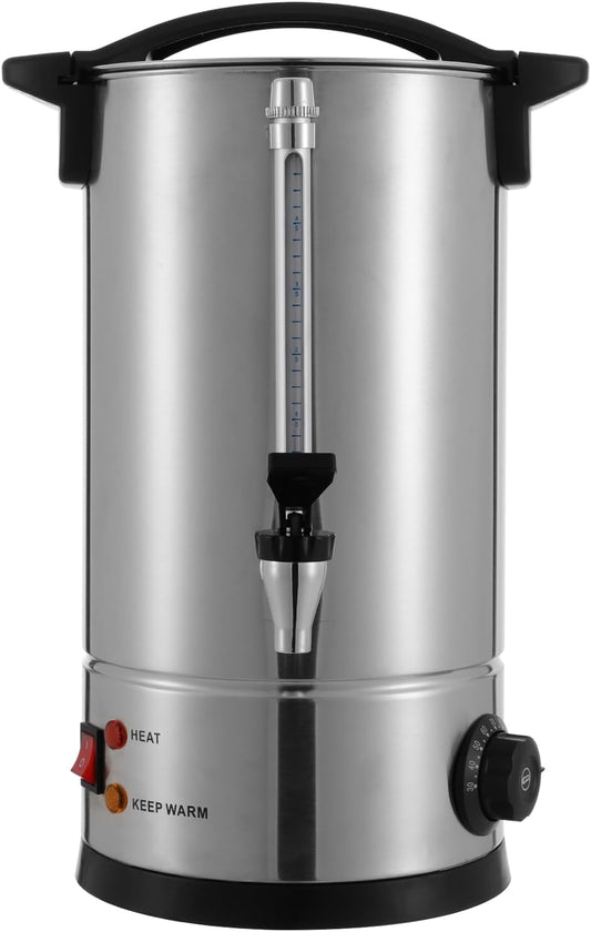 Commercial Coffee Urn, 1500w 6.6Gal 304 Stainless Steel Electric Coffee Maker Fast Brew Hot Water Dispenser Large Capacity Coffees Pot Hot Beverage Dispenser for Buffet Catering Wedding
