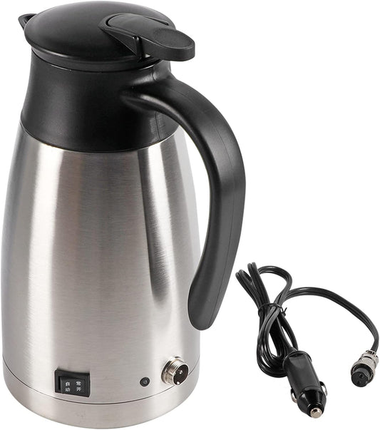 Travel Kettle 12v Car Electric Kettle, Stainless Steel Car Heating Cup, 1000ml Portable Travel Car Truck Kettle Water Heater Bottle for Tea Coffee Drinking
