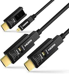 DTECH 32 Feet Fiber Optic HDMI Cable 4K 60Hz YUV 444 18Gbps Ultra HD with Dual Connector Micro to Standard HDMI Cord for TV Projector Computer Monitor (10 Meters)