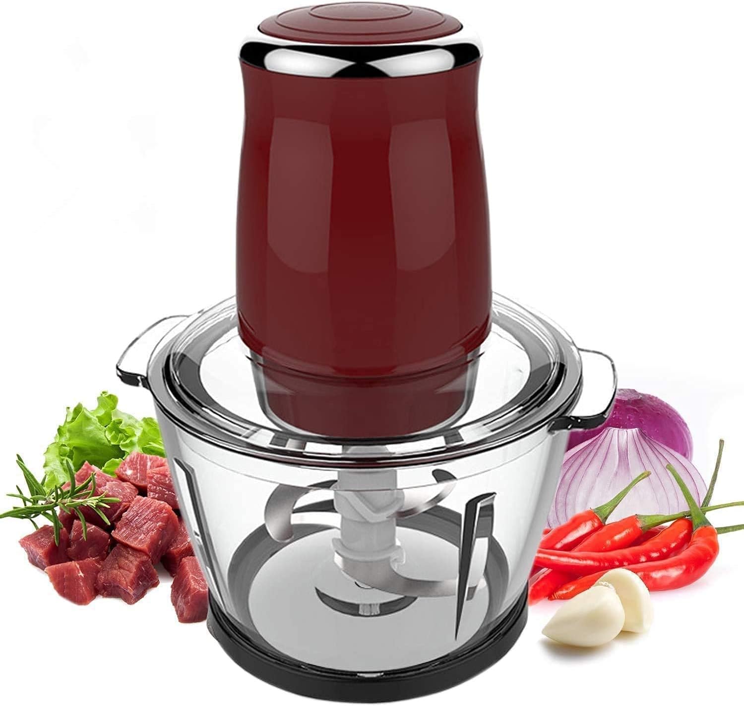 Electric Meat Grinder Multifunction Electric Food Chopper, Vegetable Fruit Mixer Chopper (220V 500W 1L) Stainless Steel Kitchen Food Processor for Meat for Meat, Vegetables, Fruits