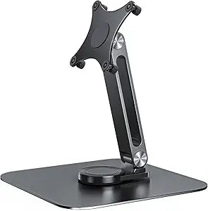 13-17.3" Monitor Stand with 360Â° Swivel Base, 75mm VESA Single-Arm Mount w/ M4 Screws for Portable Monitor, Adjustable Angle & Tilt & Rotation - Touchscreen Desktop Display Stand (Black)