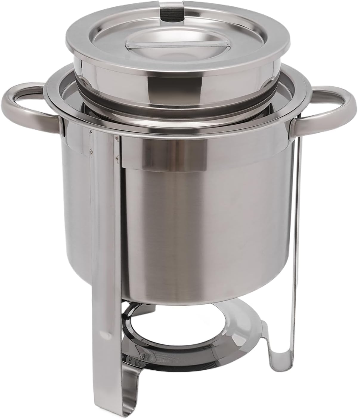 4.23 QT Stainless Steel Round Soup Warmer with Electric Heating Plate Large Soup Chafer with Pot Lid and Frame for Cafeterias, Weddings, Parties, Banquet