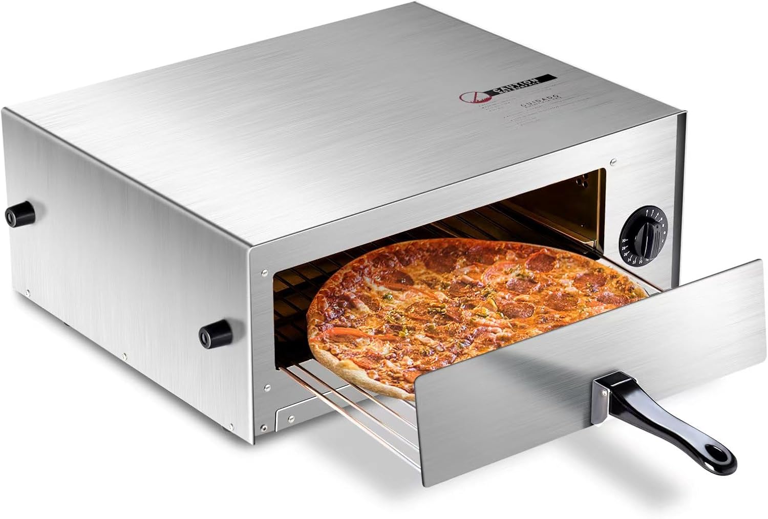 SIMOE Indoor Pizza Oven Countertop, 1450W Pizza Oven Indoor with 30mins Timer, Multifunctional Electric Cooker Countertop with Handle & Removable Tray for Kitchen and Commercial Use