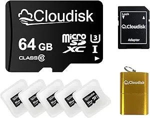 Pack of 5 Micro SD Card 64GB Flash Memory Card Micro SDXC C10 A2 U3 with SD Adapter, Card Reader (64 GB)