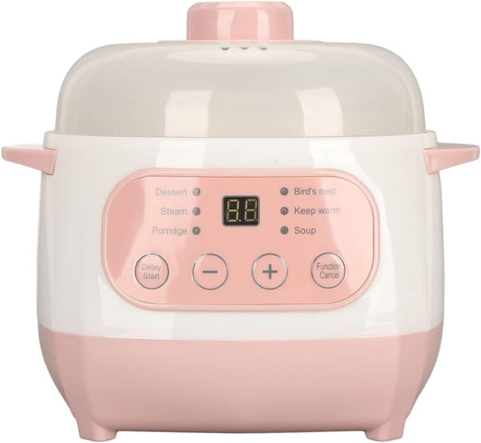 Sanpyl Versatile Electric Stew Pot, 1L Capacity, 200W, Anti Dry Burn, Ceramic Cooker, Easy to Use and, Compact Size, Ideal for Small Families or Individuals, ABSCeramic Material, (US