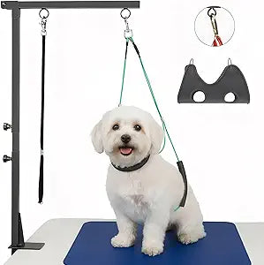 Dog Grooming Supplies and Grooming Harness Home Kit - Dog Grooming Table Arm with Hammock Sling Pet Hanging Holder for Grooming Arm, and Small Pet Grooming Nail Trimming