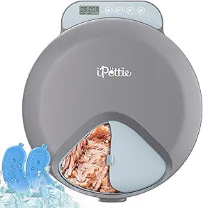 iPettie Zharko Four Meals Automatic Wet Food Feeder - True 4 Meal Design with Locking Lid, Smart Cat Timer Automatic Feeder for Wet Cat Food, Two Ice Packs, Easy to Clean & Portable Design