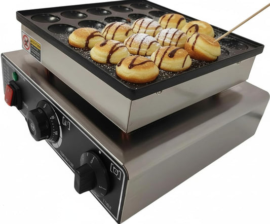 25 PCS Mini Dutch Pancake Maker Machine \u2013 900W Nonstick Electric Poffertjes(1.57 Inch) Iron with Precise Temp Control & Timer for Home, Party, Café