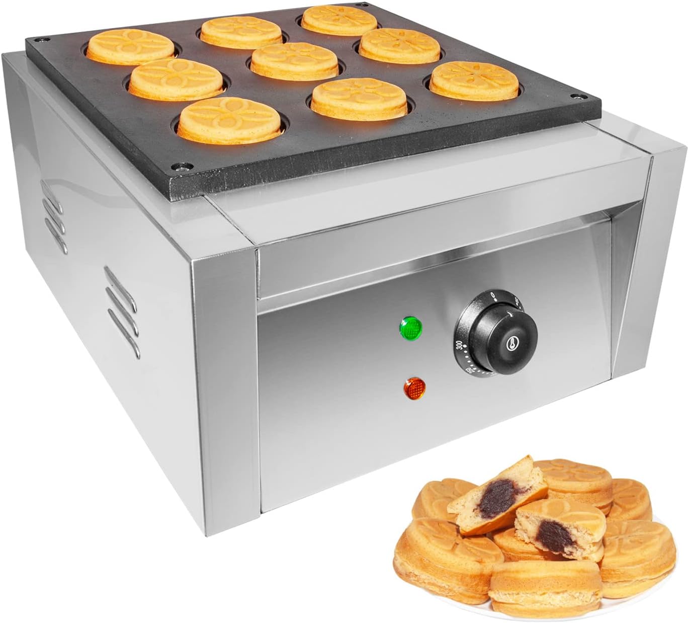 GorillaRock Red Bean Cake Machine | Electric Obanyaki Grill | 9 Pcs | Heating Red Bean Cake Maker | 110V