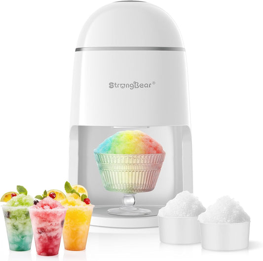 StrongBear Snow Cone Shaved Ice Machine, Electric Ice Shaver Slushie Machine, Snowcone Maker for Kids Birthday Party, House Warming Gifts New Home, Kitchen Gift Ideas, White