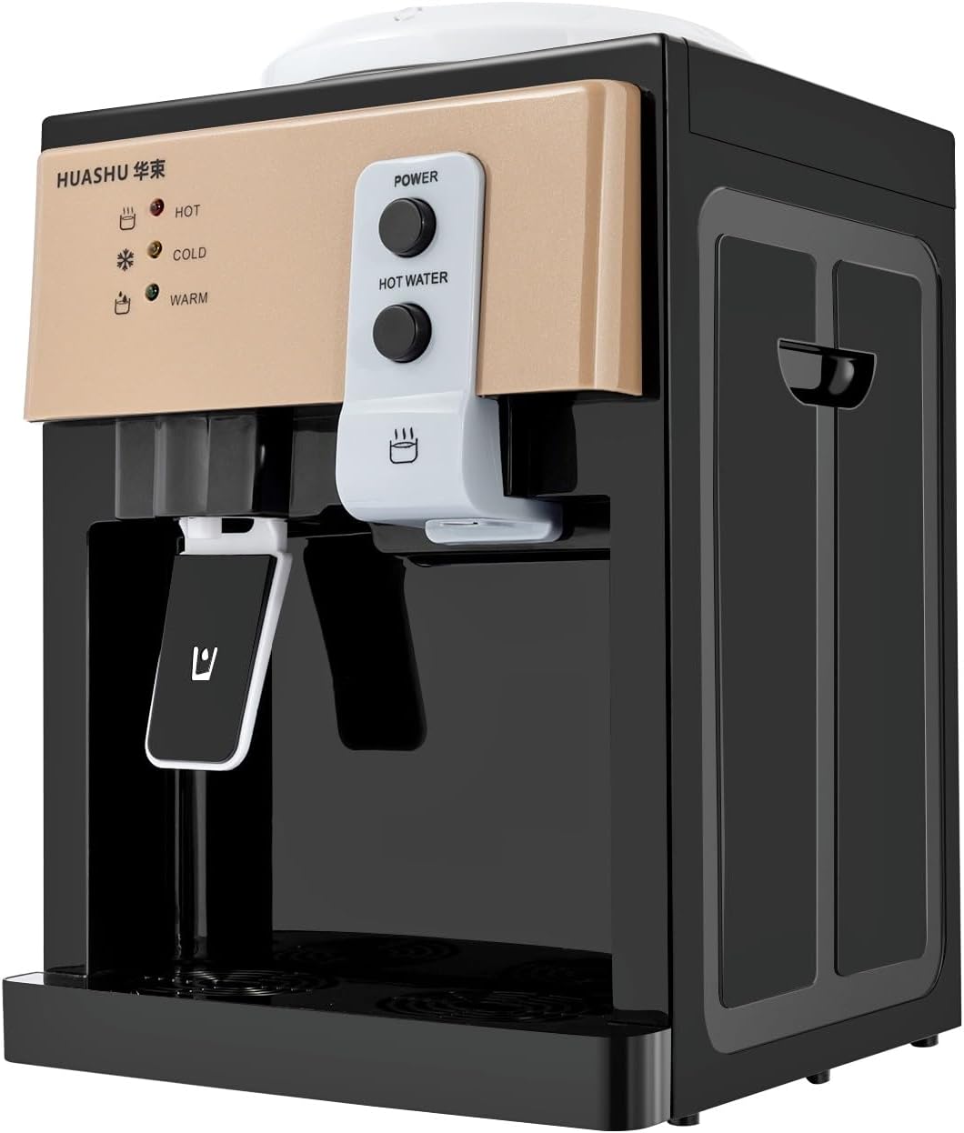 Top Loading Water Cooler Dispenser, Desktop Electric Hot and Cold Dispenser with 3 Temperature Settings, 5 Gallon Desktop Electric Hot Cold Water Dispenser (Champagne Gold)