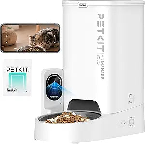 PETKIT Automatic Cat Feeder with Camera, 1080P HD Video with Night Vision, 2.4G WiFi Pet Feeder for Cat & Small Dog, 2-Way Audio & Meal Call Pet Food Dispenser with Desiccant Bag, Motion Capturing