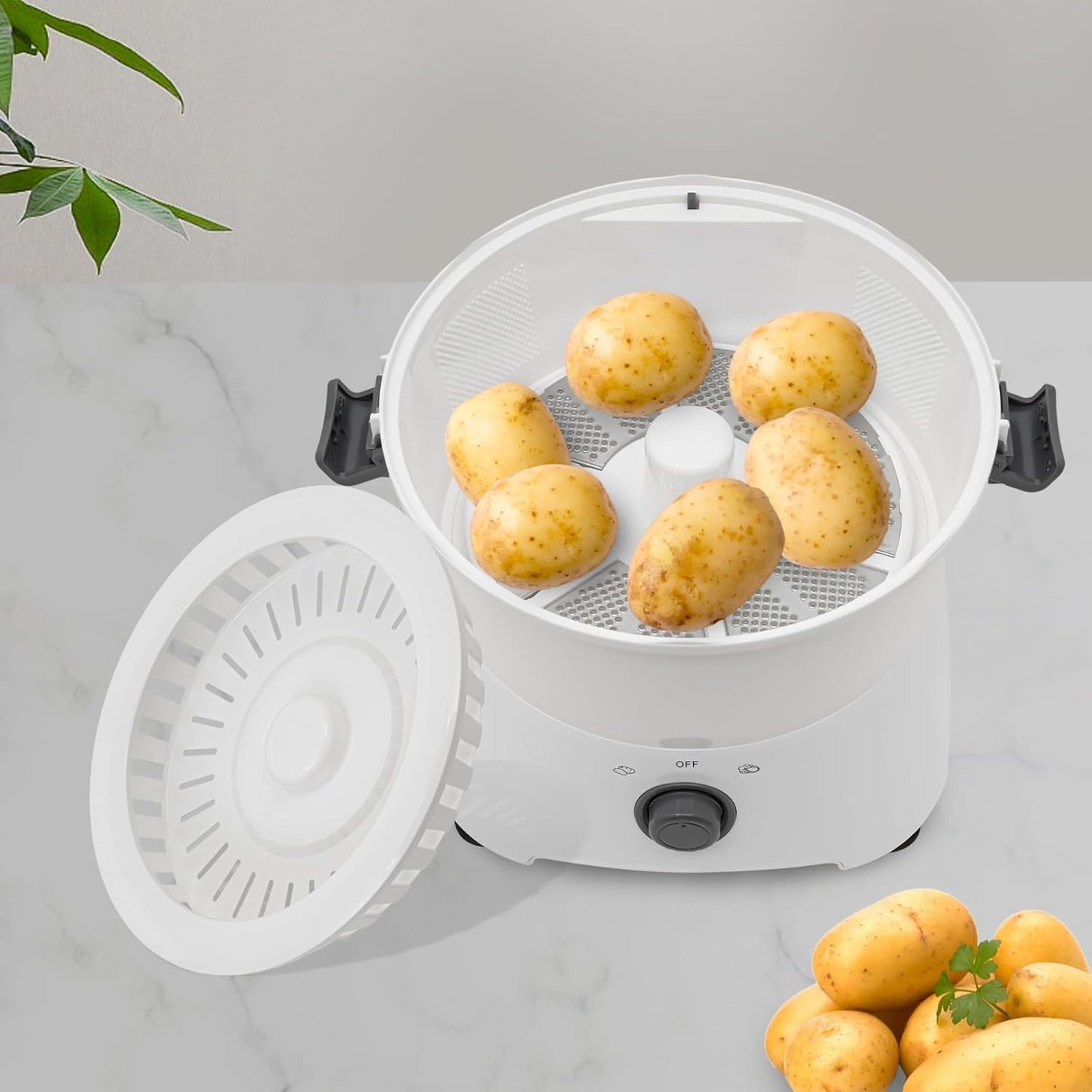 Electric Potato Peeler 110V 85W One-Button Drive Automatic Peeler Spinner with Corded Electric Potato Automatic Peeling Machine Peeler Spinner Commercia Machine for Kitchen
