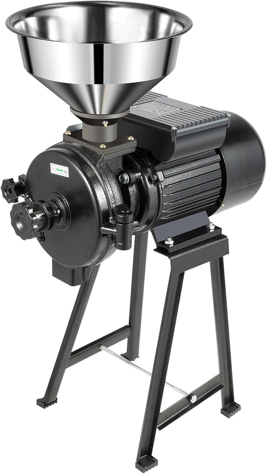 Electric Grain Mill Grinder, 1500W Commercial Corn Grinder, Heavy Duty Flour Mill Machine for Rice, Cereals, Spices, Red Beans (110V)