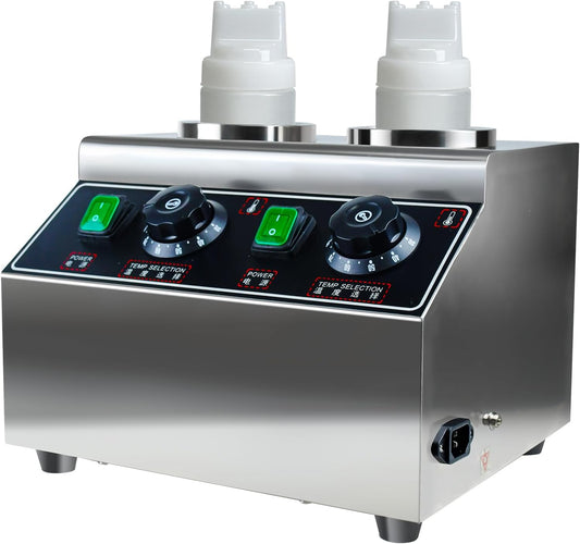 KOOTEN Cheese Warmer Electric Sauce Bottle Warmer Hot Chocolate Warmer and Dispenser 0.68x2 Qt Commercial Hot Fudge Warmer 86-185℉Sauce Warmer Dispenser,Double Bottles Nacho Cheese Warmer