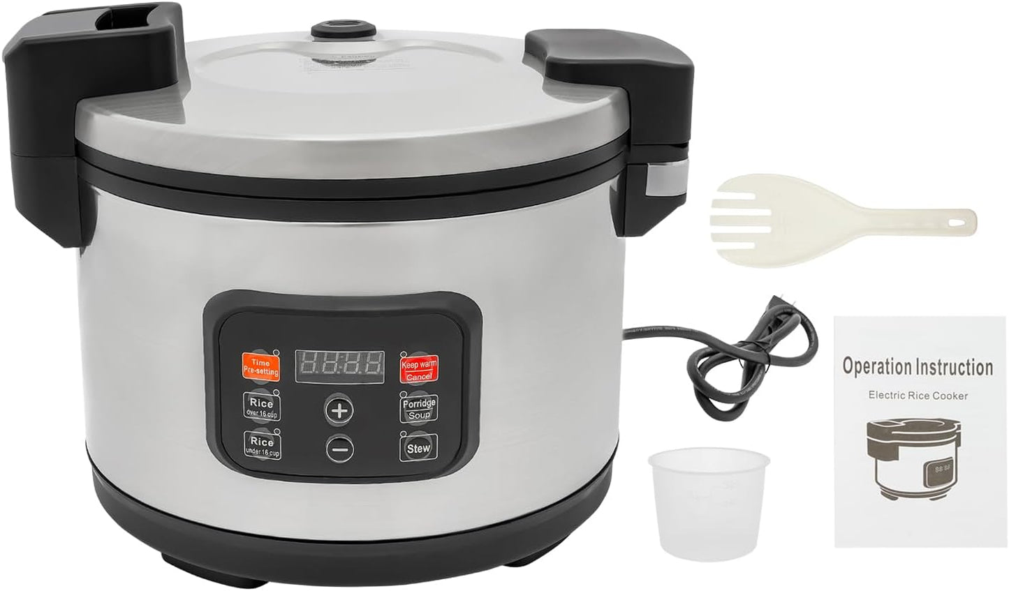 Commercial Rice Cooker & Food Warmer 60 CUPS Cooked Rice | 13L\/13.8Qt Extra Large Multifunctional Electric Rice Cooker | 1850W Fast Cooking | Auto Turn Warming | Smart preset from 30 min-24 Hrs