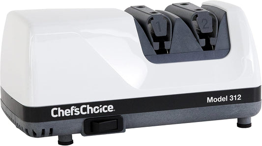 Chef'sChoice Professional Electric Knife Sharpeners UltraHone With 100-Percent Diamond Abrasives And Precision Angle Guides For 20-Degree Straight-Edge and Serrated Knives, 2-Stage, White