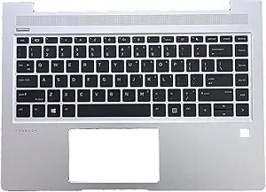 L44589-001 L65225-001 Replacement for HP ProBook 440 G6 G7 PB 445R G6 K12 PB 445 G6 Laptop Upper Top Cover Case Palmrest Not-Backlit US Keyboard Assembly Part Sliver