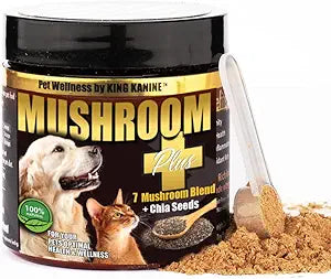 King Kanine Mushroom Plus, Protein & Joints 2 oz | Organic Powder to Improve Optimal Health & Pets Wellness | Supplement for Dogs & Cats Care Made with Fiber & Vitamins | Veterinarian Approved