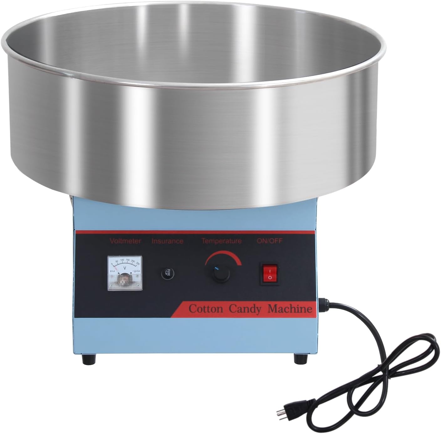 Electric Cotton Candy Machine 1000W Commercial Floss Maker W\/Stainless Steel Bowl, Perfect for Home, Carnival, Kids Birthday, Family Party, Without Cover (Blue-1)\u2026