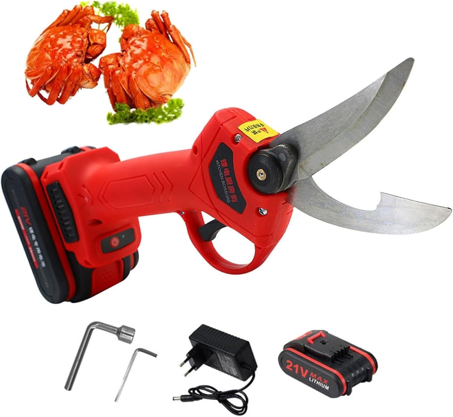QIUFANGM Electric Kitchen Bone Scissors, 21v Wireless Rechargeable Lithium Battery Heavy Duty Poultry Shears For Kitchen Cut Chicken Bones Vegetables Crab Legs