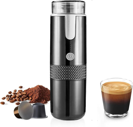 VBESTLIFE Portable Electric Espresso Machine, Cordless Type C Rechargeable Coffee Maker, Compatible with Coffee Capsules & Ground Coffee for Camping, Travel, Hiking, Office