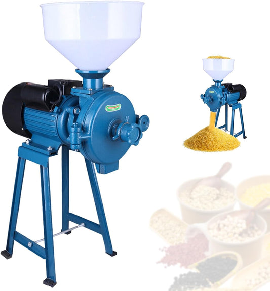110V 2200W Electric Mill Grinder Heavy Duty Commercial Grain Grinder Machine Dry Feed Flour Mills for Cereals Rice Corn Wheat Grain Wheat with Funnel