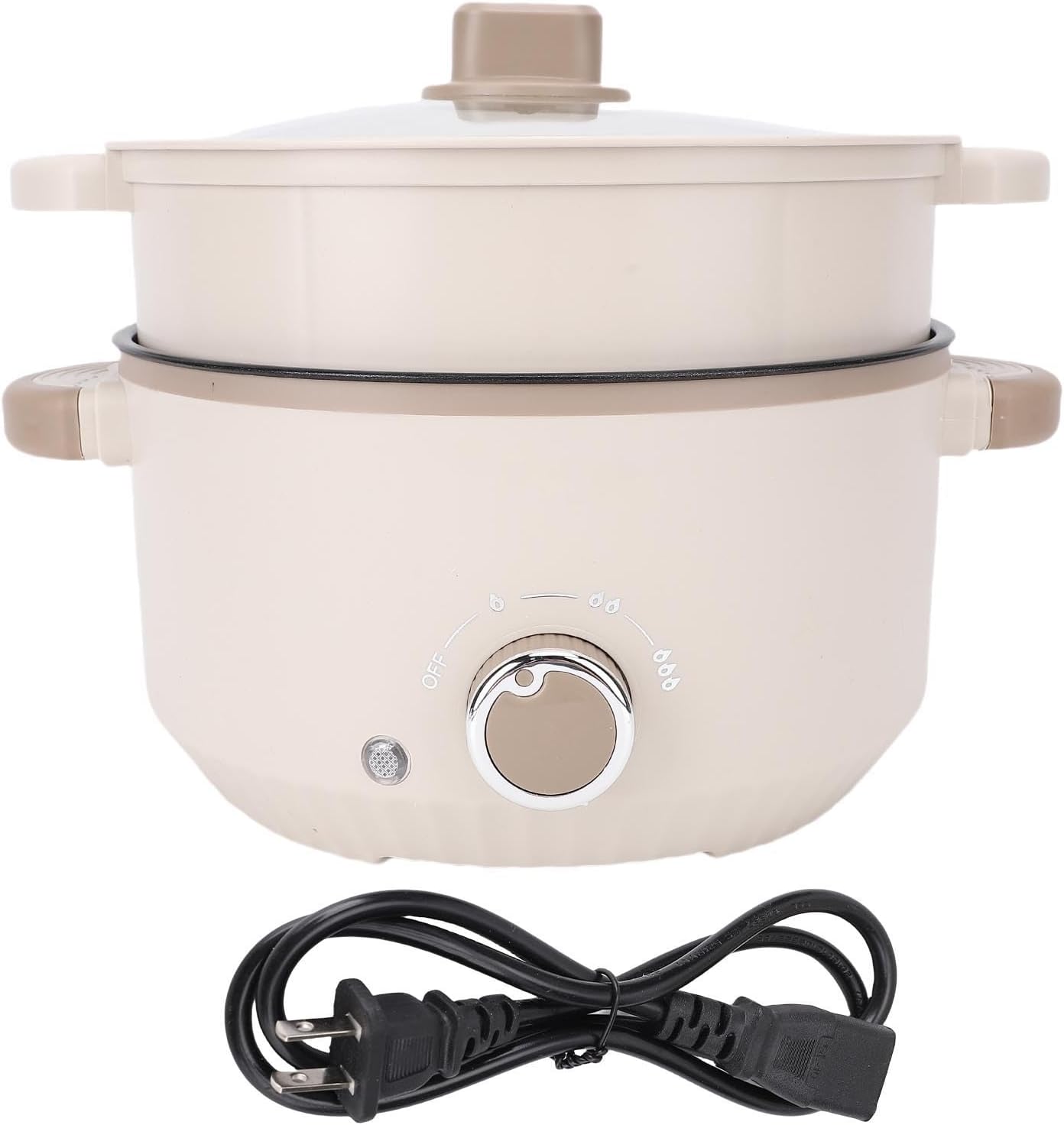 Mumusuki Hot Pot Electric with Steamer, 3L Large Capacity Anti Scald Touch Safe Anti Stick Coating Multifunctional Electric Pot for Raman Soup Noodles Steak Rice (US Plug 110V)