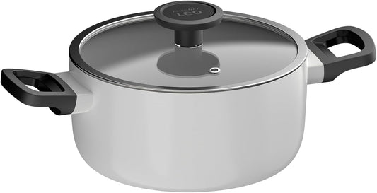 BergHOFF Leo Glints Nonstick Ceramic 8in Stockpot 3qt. with Glass Lid Steam Vent Recycled Aluminum CeraGreen Non-toxic Coating Stay-cool Handle, Spirit
