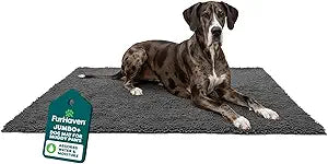 Furhaven 60" x 48" Highly Absorbent Dog Door Mat for Muddy Paws, 100% Washable, Perfect for Entryway, Kitchen, & Bathroom Use - Chenille Shammy Rug - Charcoal (Gray), Jumbo Plus/XXXL