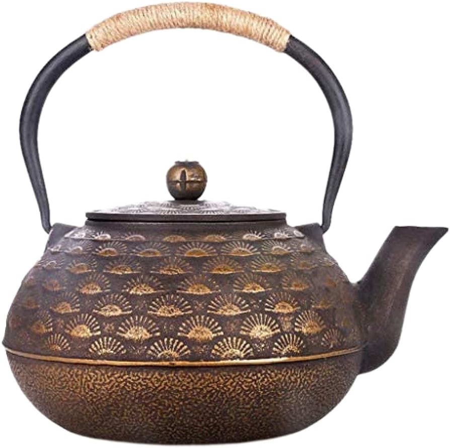 Teapot cast iron handmade cast iron teapot 2L kettle tea set with stainless steel infusion basket/Japanese style retro