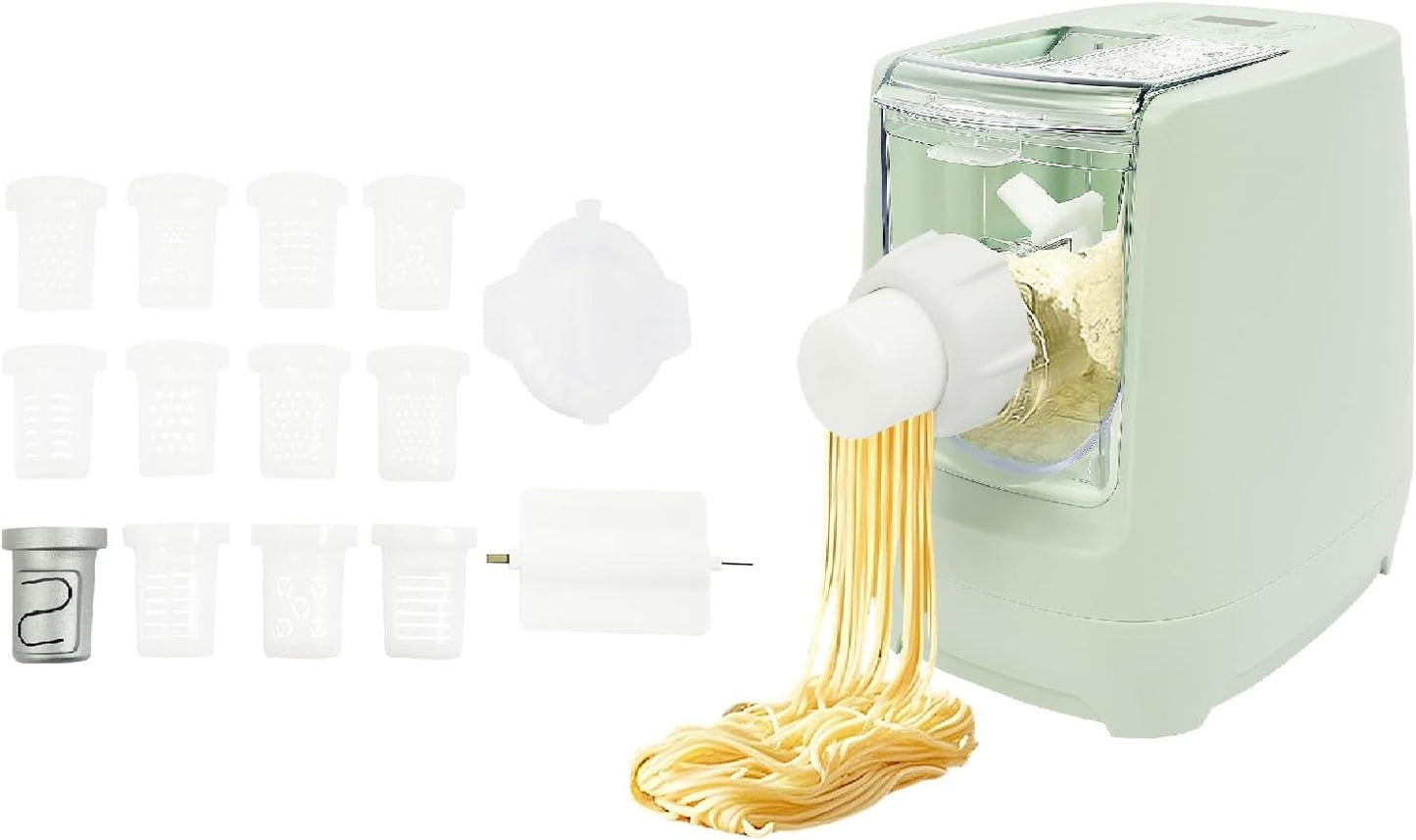 Automatic Pasta Maker Machine,260W Electric Pasta Making Machine with 13 Molds&Cleaning Scraper,Noodle Maker for Homemade Spaghetti, Fettucine&Penne
