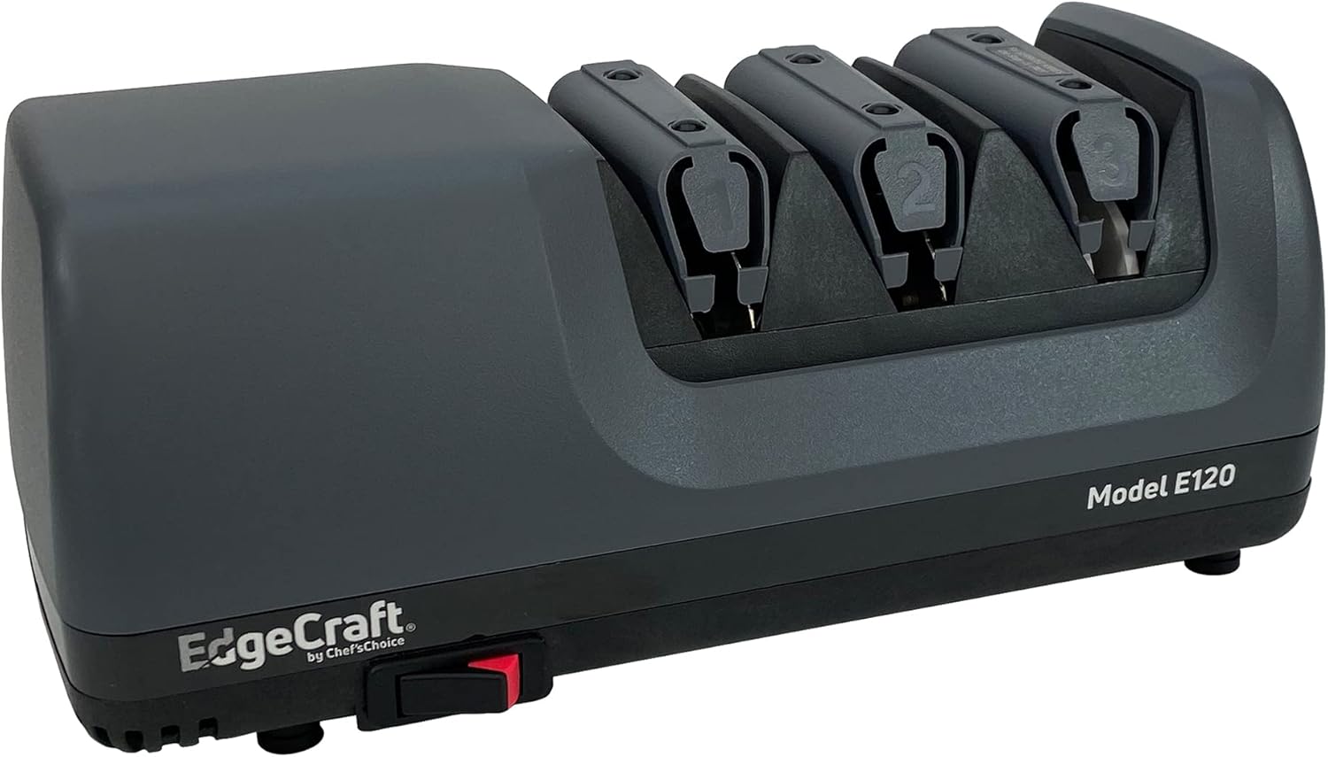 EdgeCraft E120 Electric Knife Sharpeners for 20-Degree Straight and Serrated Knives Diamond Abrasives Precision Angle Control, 3-Stage, Gray