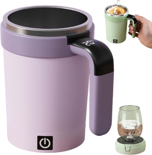 Electric Coffee Mug Cup Self Stirring Coffee Tumbler Travel Coffee Mug Warmer Automatic Magnetic Stirring Coffee Mug Coffee Travel Mug Stirring Cups Coffee Mug Warmer (Purple)