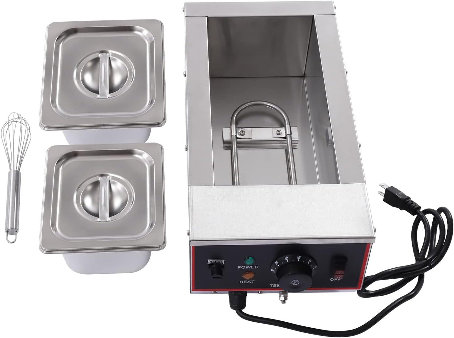 Chocolate Tempering Machine, Chocolate Melting Machine with Temperature Control (86-185℉)，2 Tanks Electric Commercial Food Warmer with Lid for Chocolate/Milk/Cream