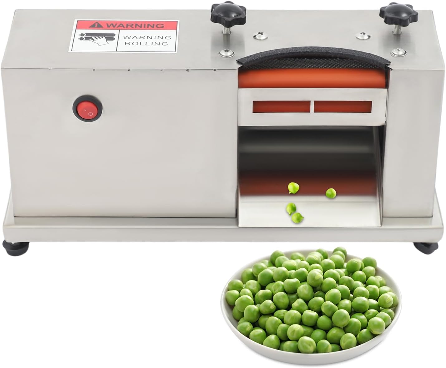Electric Sheller Machine, 100-240V Semi Automatic Bean Pea Sheller, 22lbs Stainless Steel Commercial Pea Shelling Machine, 22lbs/H 100RPM Efficient Bean Peeling Machine for Hotel Restaurant Kitchen