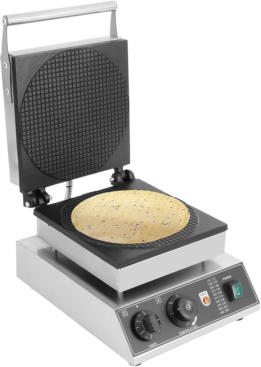 Commercial Ice Cream Cone Maker,Waffle Maker Machine,Electric Waffle Cone Maker.Stainless Steel Breakfast Baker Machine with Temperature and Time Control for Restaurant or Home