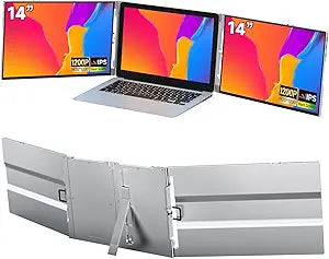 14 Inch Laptop Screen Extender, 1200P FHD Portable Dual Monitor, USB-C HDMI Compatible with Windows for 13-17.3 Inch Laptops