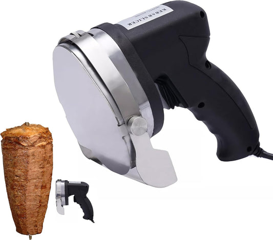 Electric Meat Shaver, 1-8mm Adjustable Cutting Thickness Shawarma Knife,Commercial Stainless Steel Gyro Cutter with 2 Blades for Cutting Through Lamb, Chicken ﻿