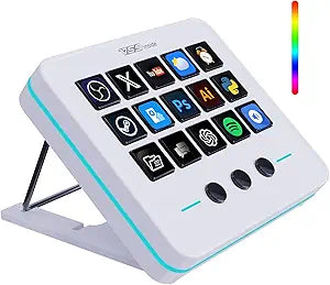 Macro Keypad, Stream Controller Deck Gaming Streaming Shortcut Keyboard, 18 Programmable Keys Customizable Visual AI Pad USB Soundboard for OBS, YouTube, Desk Office Setup, Laptop, PC, Mac