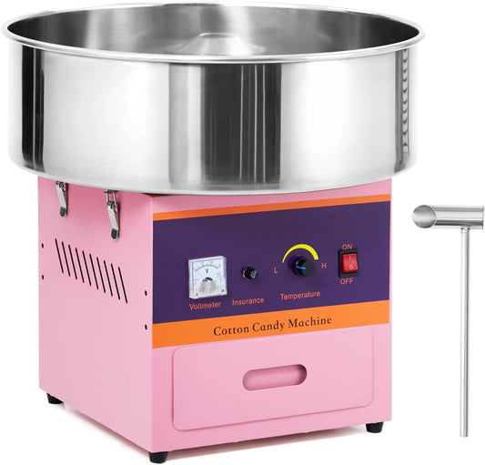 GAOMON Cotton Candy Machine Commercial, 1000W Electric Cotton Candy Machine, Cotton Candy Maker with Stainless Steel Bowl, Sugar Scoop, Storage Drawer, Perfect for Family Party, Kids Birthday, Pink