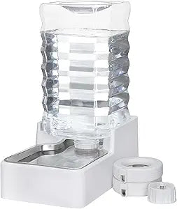 Automatic Pet Water Dispenser: 9L Gravity-Fed Stainless Steel Bowl - BPA-Free Large Capacity White Feeder for Dogs & Cats - Indoor/Outdoor Use