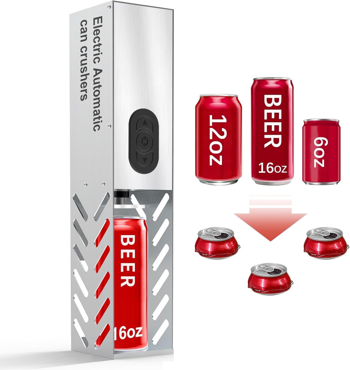 YOTAN Electric Can Crusher, Automatic Can Crushers for Recycling 12oz&16oz Cans, Can Crusher Electric, Wall Mounted, Can Smasher for Recycling Aluminum Seltzer, Soda, Cola, Beer Cans