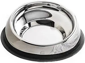 Enhanced Pet Bowl â€“ Slanted Stainless Steel Dog Bowl for Breeds Like Bulldogs, Pugs â€“ Raised Back, No-Spill, Reduces Gas & Mess â€“ Medium Size, Non-Slip, Food-Grade - Does Not Ship from China